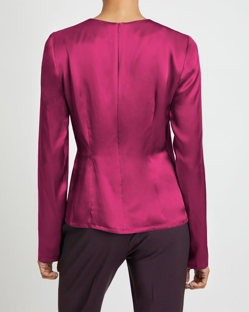 SADIE Long Sleeve Silk Keyhole Blouse