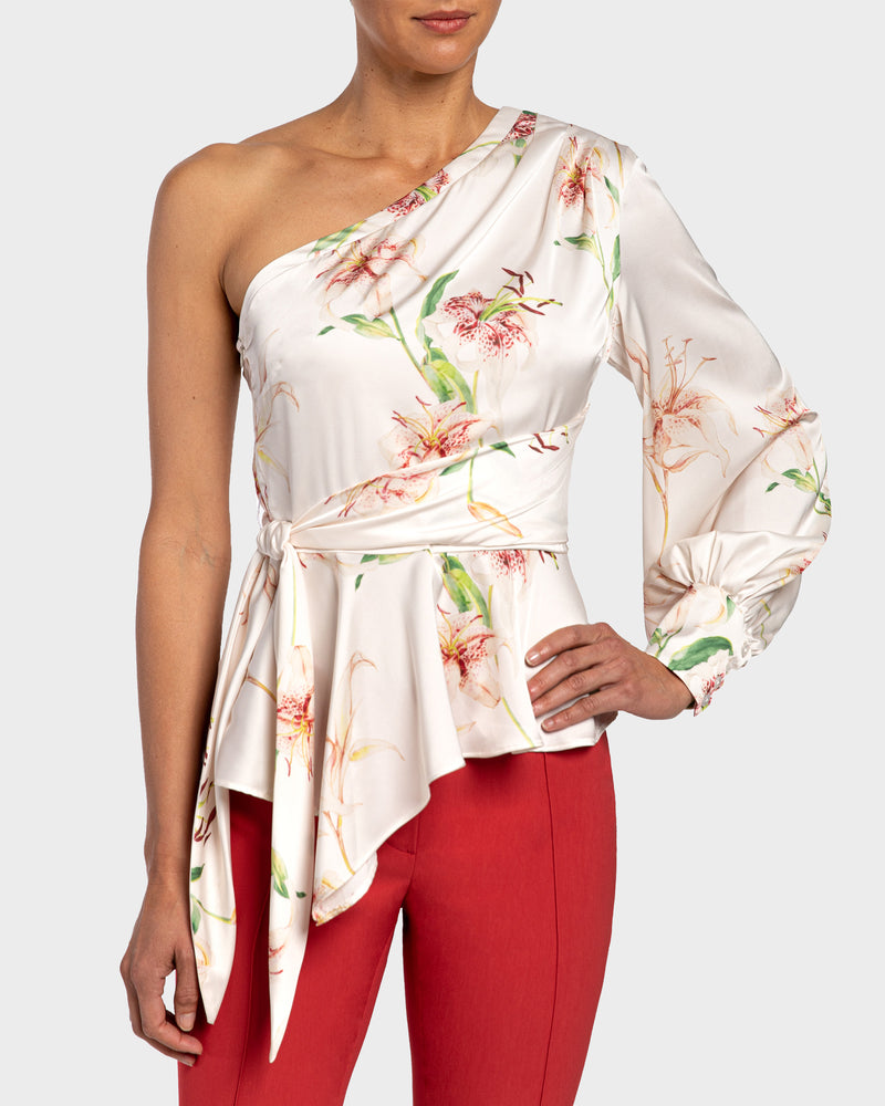 VEGA One Shoulder Faux Wrap Blouse