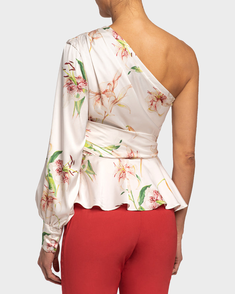 VEGA One Shoulder Faux Wrap Blouse