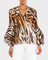 VALERIO Lantern Sleeve Blouse in Cotton Voile