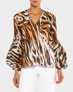 VALERIO Lantern Sleeve Blouse in Cotton Voile